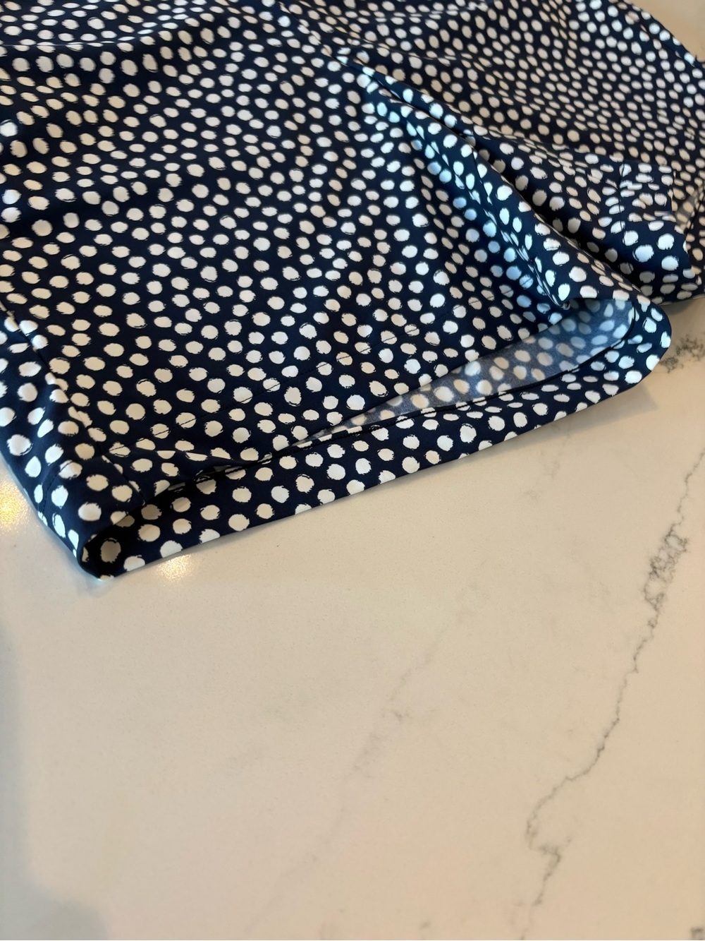 SPANX Navy and White Printed High-Rise Shorts - Picture 5 of 9